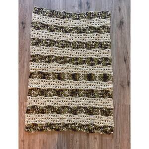 Crocheted Prayer Shawl Hand Made Love and Prayers Lutheran Church Green Brown